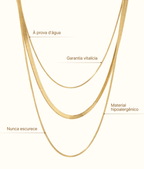 Colar Georgina Trio Camadas Malha Banhado em Ouro 18K