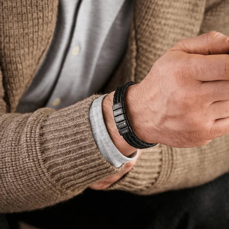 Bracelete Masculino Personalizável com nomes | Especial Dia dos Pais - 40% OFF