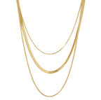 Colar Georgina Trio Camadas Malha Banhado em Ouro 18K