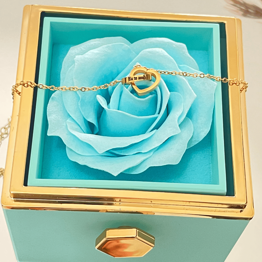 Colar Dois Corações + Caixa Rotativa de Brinde