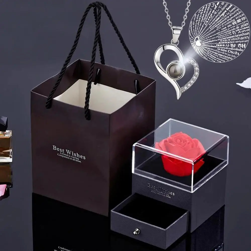 Colar Eu Te Amo 100 Idiomas + Caixa Personalizada