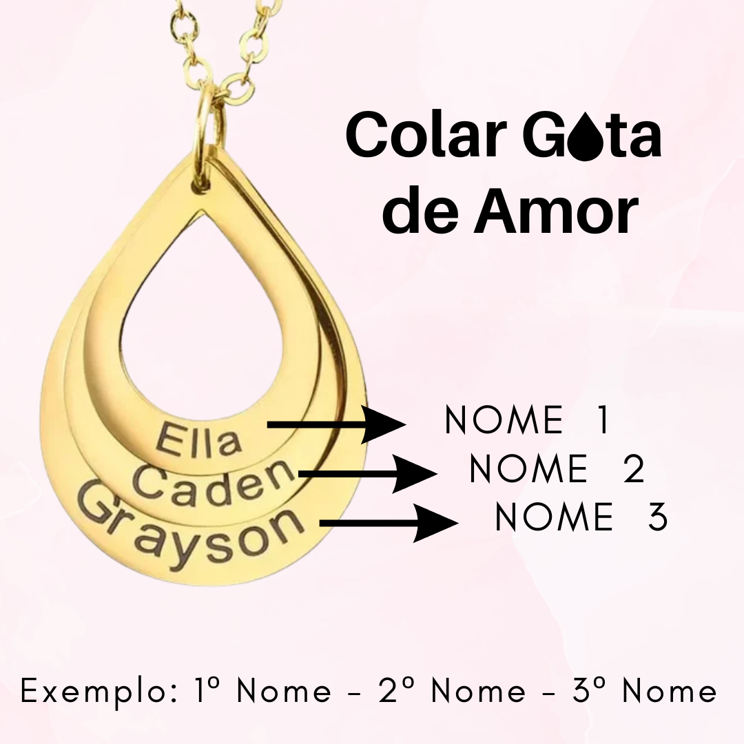 Colar Gota de Amor Personalizado Banhado