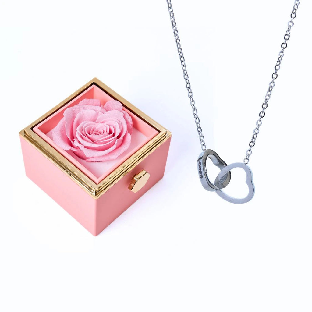 Colar Dois Corações + Caixa Rotativa de Brinde