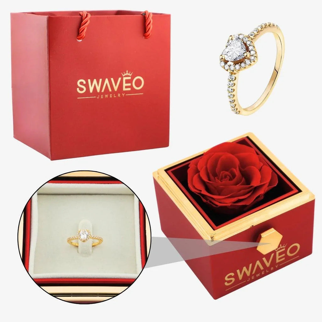 Rotating Forever Rose Box - W/ Promise Ring