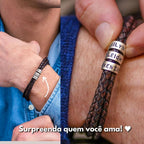 Pulseira Couro Personalizável - Aço Inoxidável | Especial dia dos Pais - 50% OFF