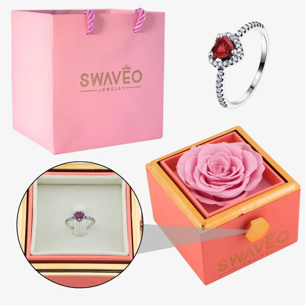 Rotating Forever Rose Box - W/ Promise Ring