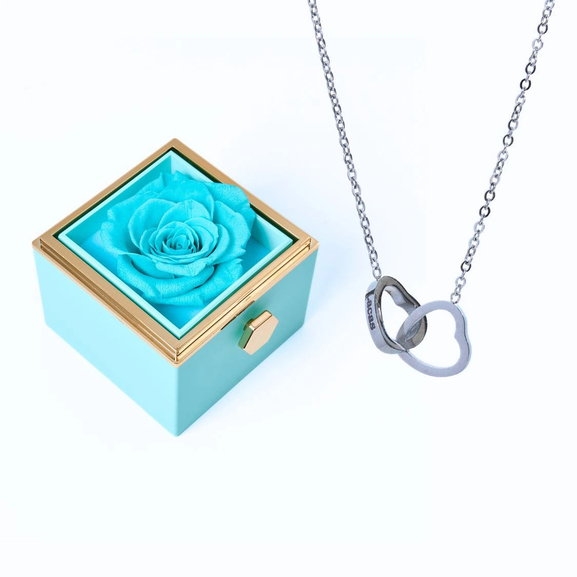 Colar Dois Corações + Caixa Rotativa de Brinde