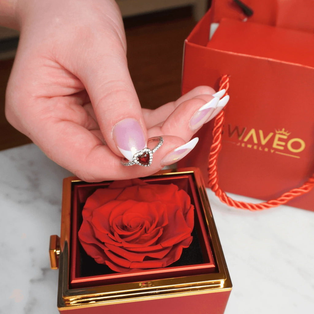 Rotating Forever Rose Box - W/ Promise Ring